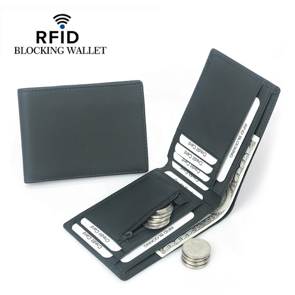 RFID-skyddad läderplånbok med RFID-blockering 70