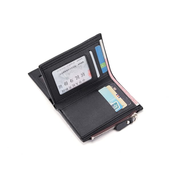 Glidelåskort lommebok Multi-Card Slot Mode Vertikal Mini Snap Mynt Bag Sort