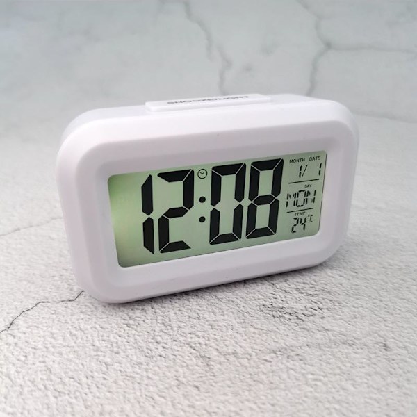 Mini Musikk Digital Vekkerklokke Bakgrunnsbelysning Snooze Mute Kalender Skrivebord Alltid På Bordklokker Temperatur Elektronisk LED Klokker Black