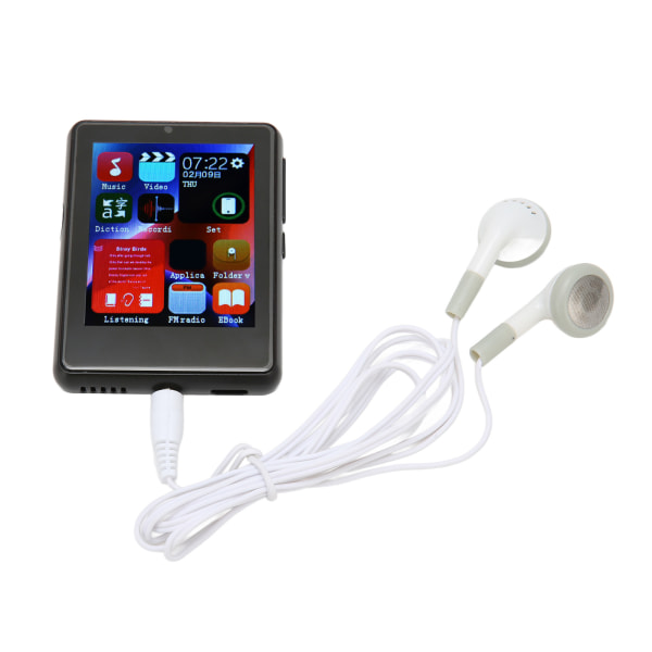 MP3-spiller Bluetooth 5.0 HD Full Touch Screen-støtte Opptak av musikkspiller med FM-radio Elektronisk bokhøyttaler Svart 4+256GB (minnekort)