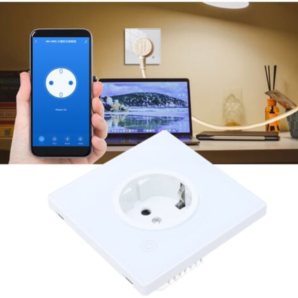 Smart Stikdåse 16A 1 Vejs Smart Vægpanel Hvid 95-245V-WiFi Version.pa