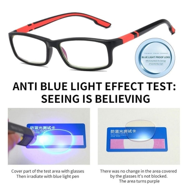 Antifrån blått ljus läsglas Oblong glasögon BLÅ STYRKA Blå styrka 100 Blue Strength 100