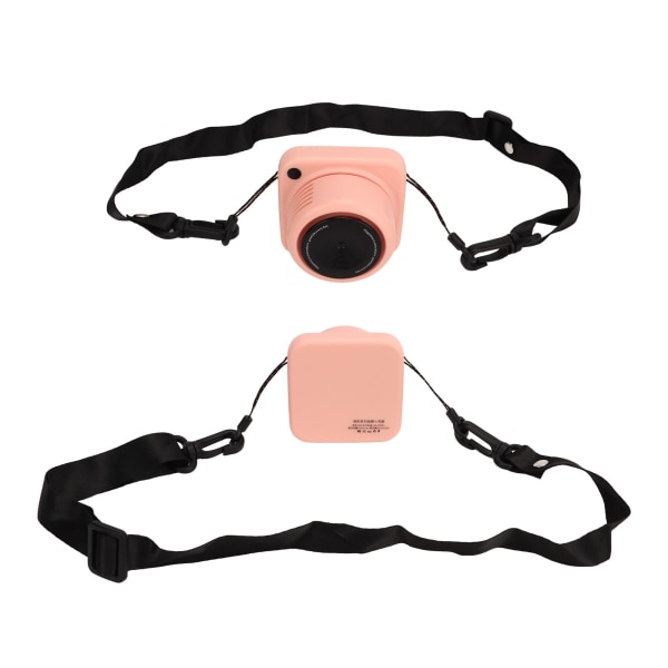 Hengende halskjedevifte Vintage kameraformet justerbar håndfri bærbar minihalsvifte med snor for utendørs rosa