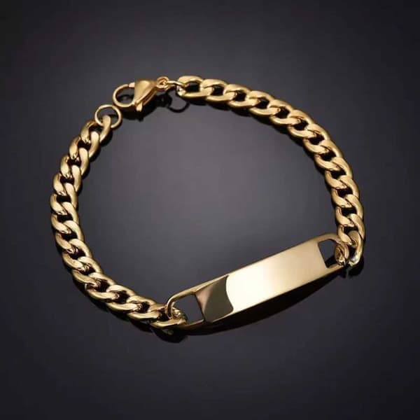 Kedjearmband Länk med ID-bricka Guld—pa
