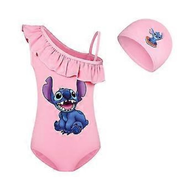 Barn Flickor Lilo & Stitch Badkläder Baddräkt Bikini Badmössa Strandkläder 7-14 År