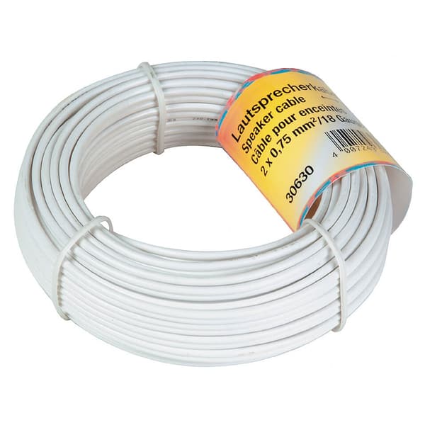 HAMA Högtalarkabel 2x0,75 mm² 25p Bulk Vit 10m