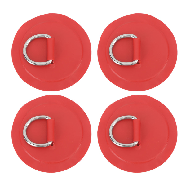 4st D-ringlapp PVC rund form starkt rostfritt stål D-ringdyna för båtflotte Paddle Board Röd