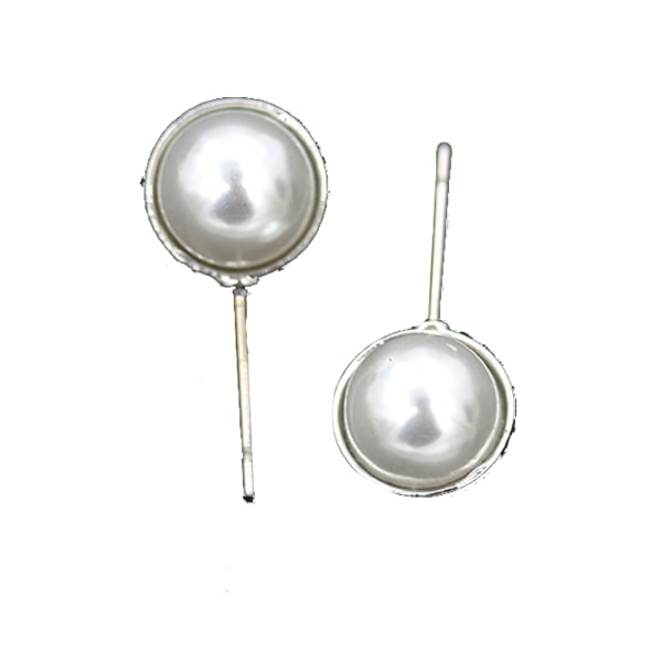 Enkle elegante, halvperlelegerte øredobber for kvinner, dekorasjonssmykker (sølv)