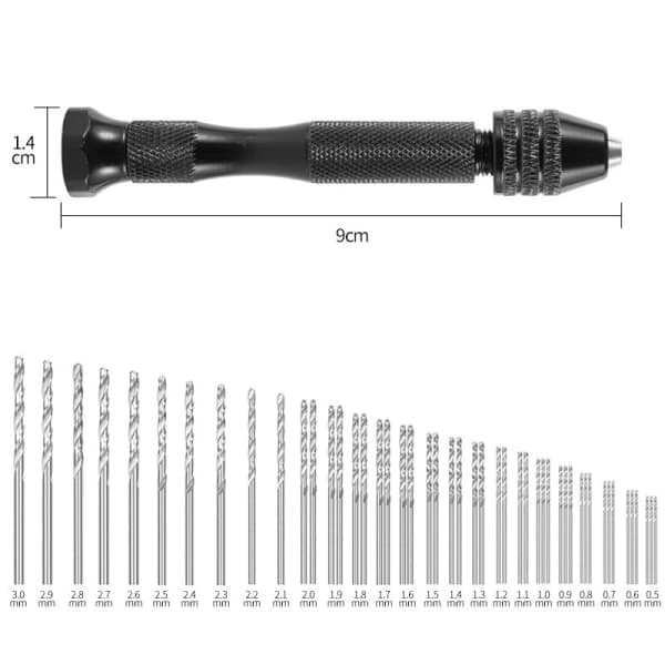 49 stk. 0,5-3,0 mm HSS Miniborsæt Sort