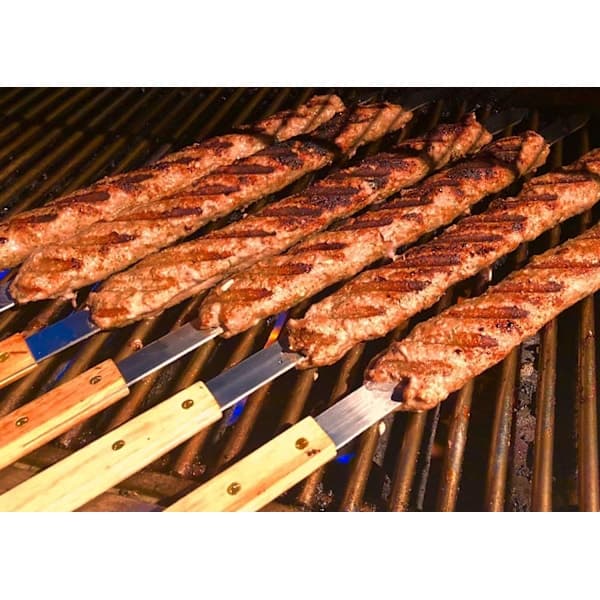 15,75 tommer lange 5/8 tommer brede 2 mm tykke grillspyd i rustfrit stål, 8 stykker, sølv