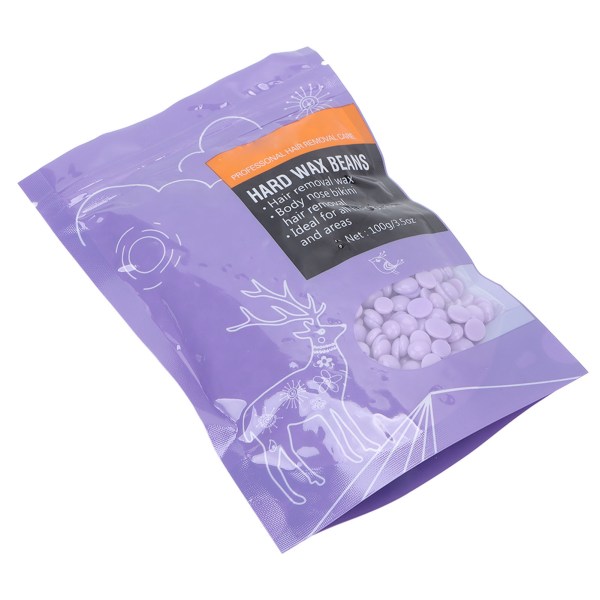 Hard Wax Bean Pearly Luster Hårborttagning Wax Bead for Face Bikini Ben Underarm 3,5 oz Taro Purple