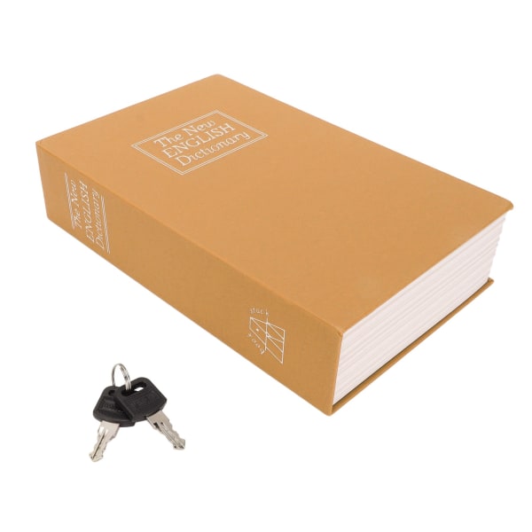 Book Safe Rustfri Stål Liner Dekorativ ABS Materiale Humaniseret Design Beskyttende Soft Touch Sparekasse med Key Brown