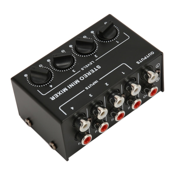 Passiv mikser 4-kanals linjemikser Mini lydmikser Stereo linjemikser for tuning av mikseinstrumenter Avspillingsenheter