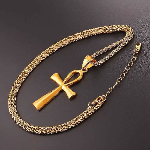 (Guld) Klassisk Herre Dame Rustfrit Stål Egyptisk Ankh Kors Vedhæng Par Halskæder