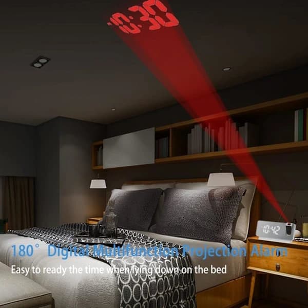 Projektions Digital Väckarklocka för Sovrum LED Väckarklocka för Sovrum med USB-laddningsport