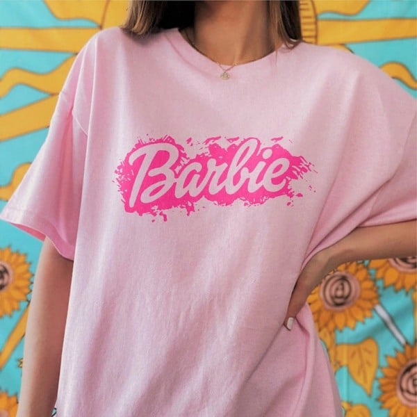 Barbie Trykket T-skjorte Kvinne Sommer Topp T-skjorte GH1014-C XL