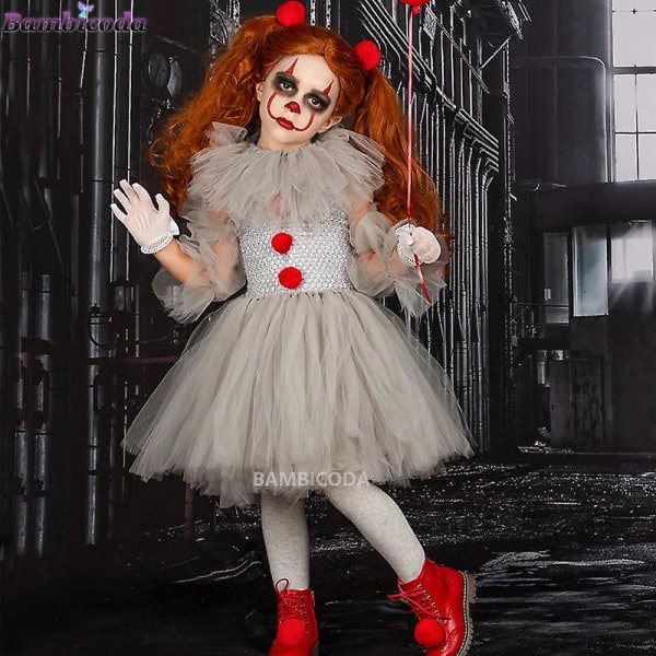 Grå Pige Halloween Kostume Tutu Cosplay Kostume Sæt 4 S(2-3År) set 4 S(2-3Y)