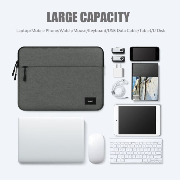 11-15,6 tommer taske med etui til laptop Light Grey 15,4 tommer Light Grey 15.4 inch