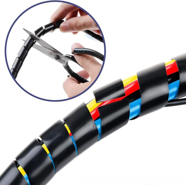 Cable Protector Diameter 22 mm - Length 10 m Hose, for Cable Management or Hiding Cables, Black DIY Cuttable