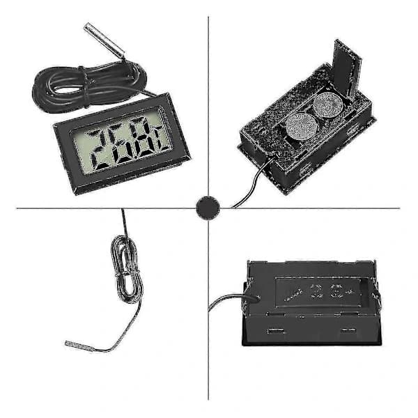 4-pack digital LCD-termometer med extern sond för kyl och frys