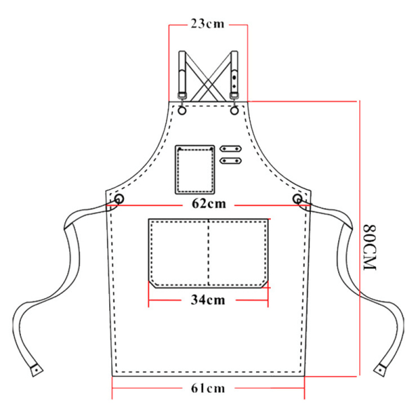 Arbeidsforkle Unisex ryggstropper i lerret med 3 lommer kokkeforklær for trebearbeidingsmaling