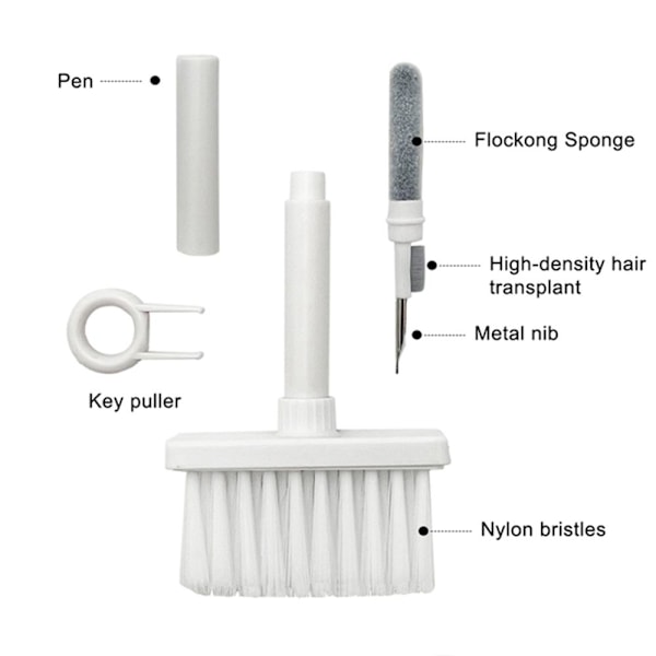 Tangentbordsrengöringsborste Hörlursrengöringspenna Vit white
