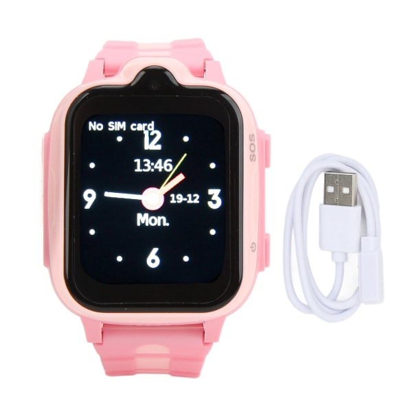 Kids Smart Watch 4G med farvetouchskærm GPS-positionering Vandtæt videoopkaldstelefon Smartwatch til studerende Pink
