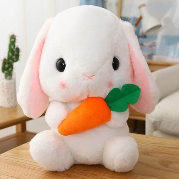 Påskehare Plysjleketøy Påskekanin Bunny kosedyrdukke Hvit plysjhare med gulrot Perfekt bursdagsnyttårsgave til barn