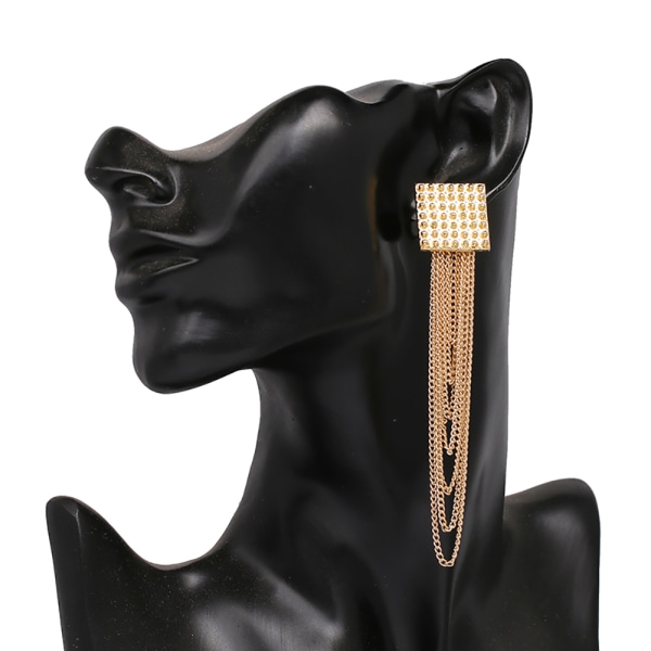 Fasjonable kvinner metallkjede kvast øredobber Legering Elegante øredobber Smykkedekorasjon (gull)