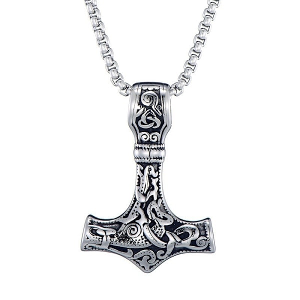 Vikingahalsband, Tors Hammare Mjolnir Kedja, Silver (PA)