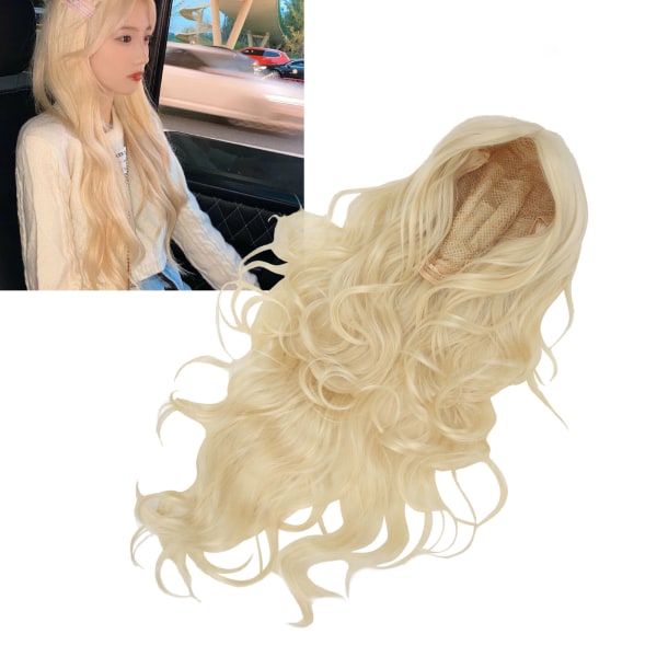 Langt krøllete hår parykk kvinner Syntetisk stor bølge Simulert for Cosplay Halloween Blond