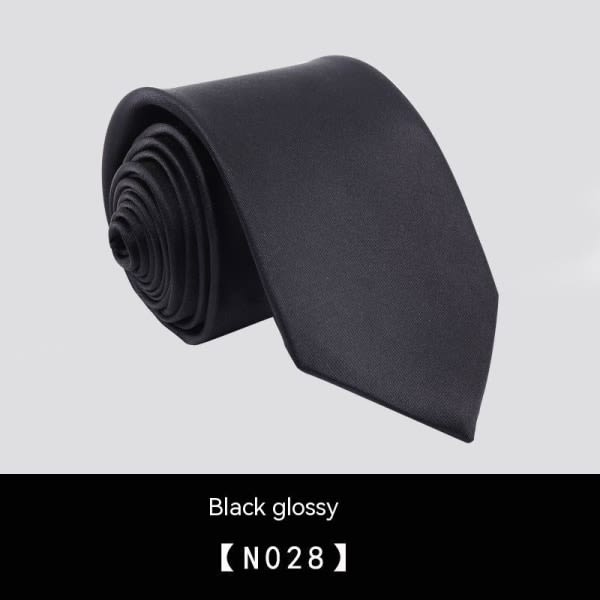 Affärskläder, 8 cm slips, handslips för män, professionell svart glansig N028, ett stycke