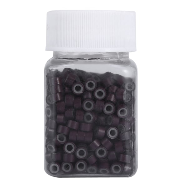 500 st/flaska professionella silikonfodrade länkringar Pärlor Verktyg för hårförlängning (brun)