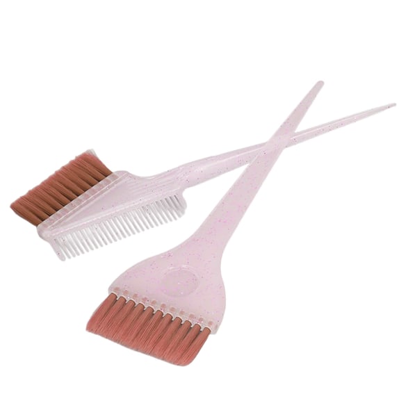 2 stk myk nylon hårfremhevingsbørsteapplikator Dobbeltsidig hårfargebørstekam med glitterhåndtak Rosa