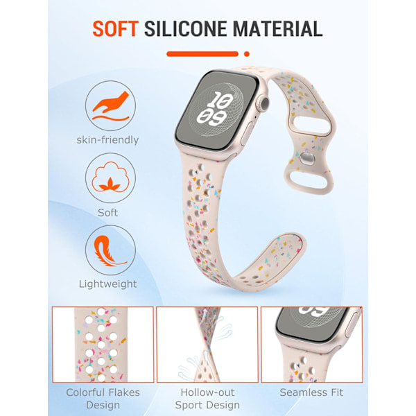 Paris_Sportband Kompatibelt med Apple Watch Armband 40mm 38mm 41mm Hål, Mjukt Andningsbart Silikon Sport Ersättningsarmband för iWatch Serie