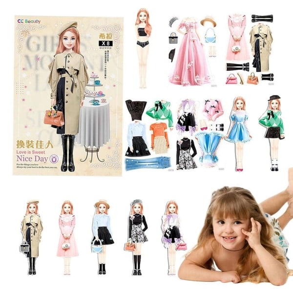 2024 Ny Magnetisk Prinsesse Klesdukke i Papir for Magnetiske Klesplagg one-size