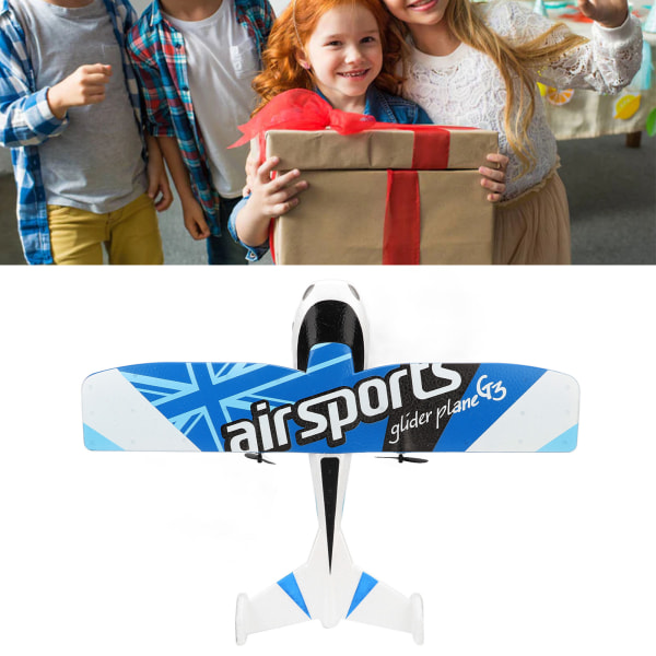 RC Flygplan 2,4Ghz EPP plastfjärrkontroll Flygplansflygplan med LED-ljus för nybörjare Vuxna Barn Blått enkelbatteri