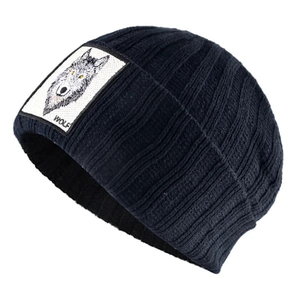 Djur Broderi Platt Stickad Mössa Vinter Unisex Utomhus Vargar