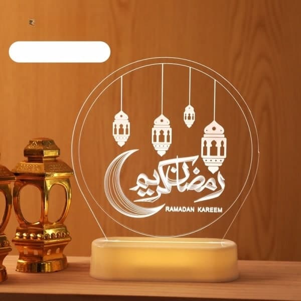 Ramadan LED-koriste Mubarak Kareem Eid Mubarak Lämmin Valo E