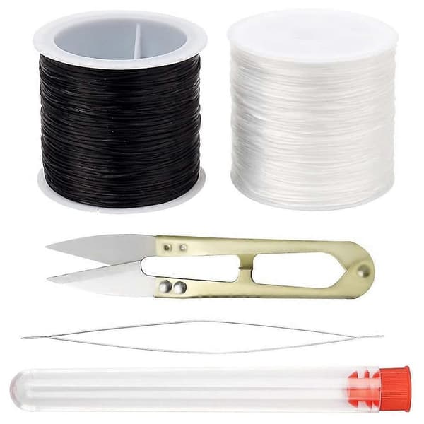 1mm Elastisk Snøre til Smykkefremstilling, Sort og Klar Elastisk Tråd Smykke Perle Armbånd Tråd