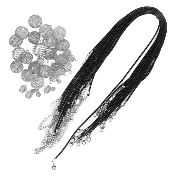 Moderigtigt legeret fjederbold hår dreadlocks perler PU kohud reb DIY halskæde tilbehør Sølv