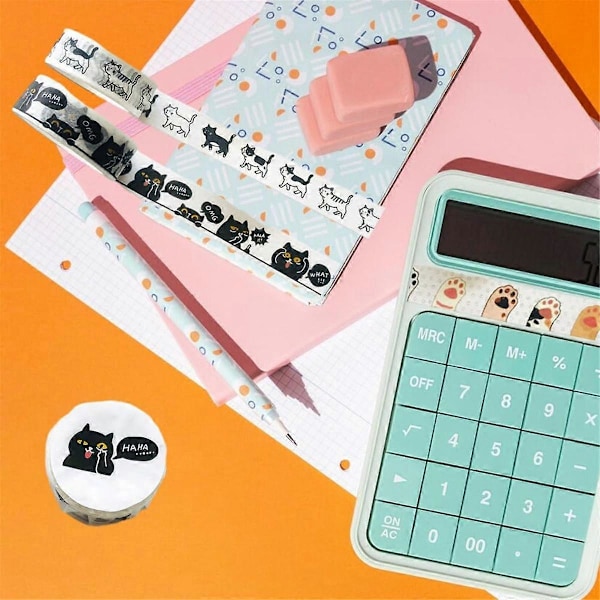 Katt Washi Tape Set - 15 mm Bred Washi Tape, Bred 4,8 m Lång/Rulle Söt Washi Tape, Scrapbook Material, Journaling Material.pa