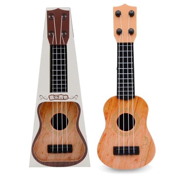 Musikleksak för barn, simulerad mini-gitarr med fyra strängar, musikutbildningsinstrument, gul