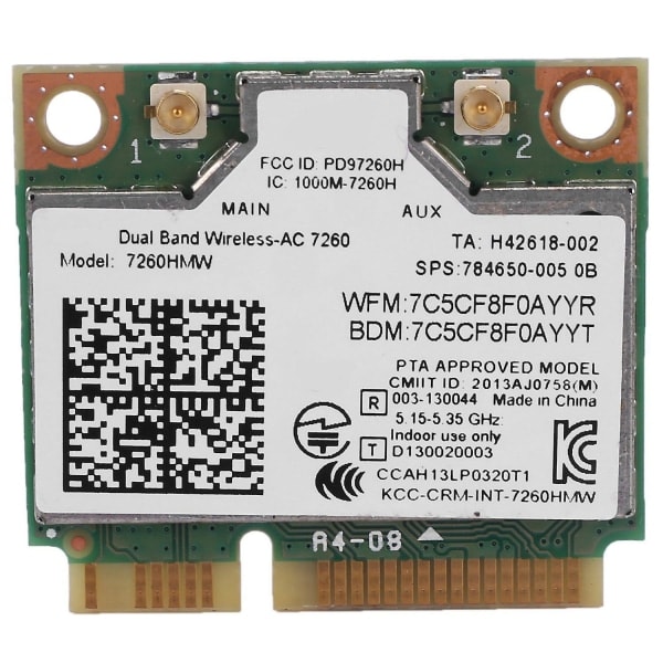 Paris_Dubbelbands AC1200 Trådløs Adapter til Intel 7260 7260hmw Ac Mini Pci-e Kort 2.4g/5g Wifi + Bluetooth