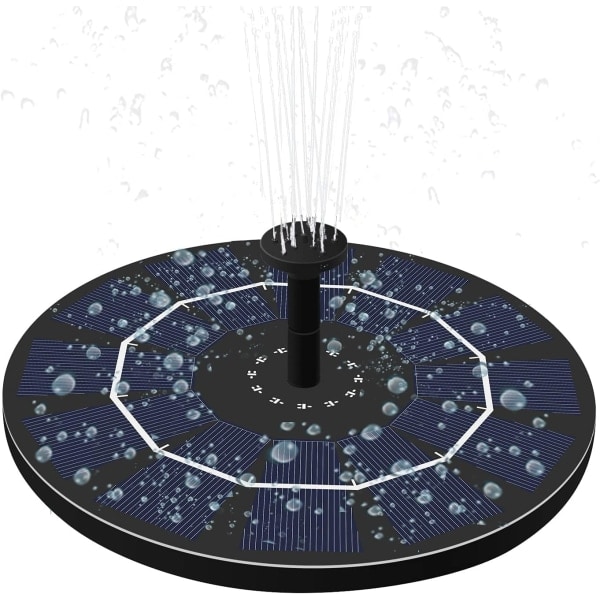 2,5 W solcelledrevet fontene for fuglebad, flytende solfontener for hagedammer