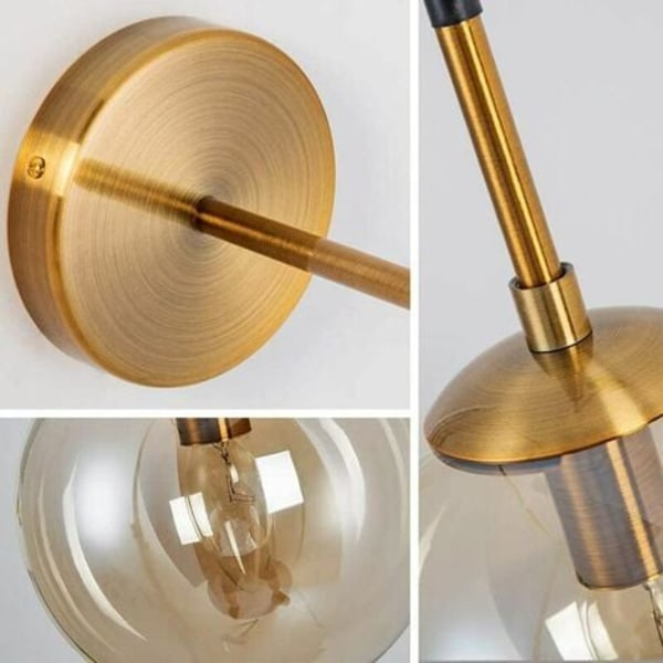 Industriel Vintage 15 cm Glas Globe Drop Væglampe Soveværelse Gang Væglampe Lys Retro Amber Glas Sfære Væglampe (Amber).pa