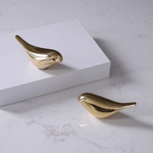 Kopparfågelfigurer för Hemmet (Guld, Set om 2)