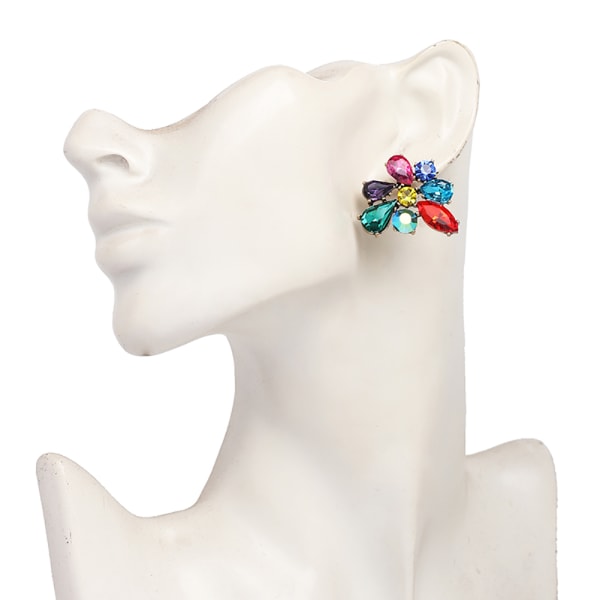 Dame Dame Krystall Rhinestones Blomsterøredobber Dingler Elegant Legering Ear Stud (farger)