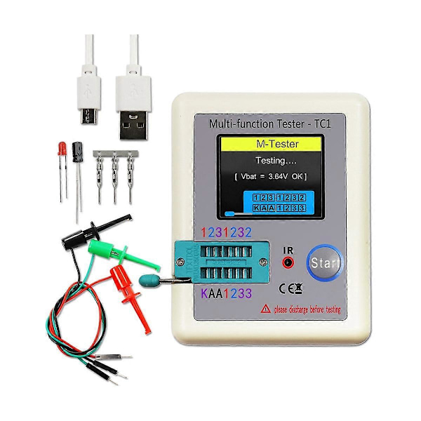 LCR-TC1 TC1 Display Multifunktionell TFT Bakgrundsbelysning Transistor Testare för Diod Triod Kondensator Resi.pa