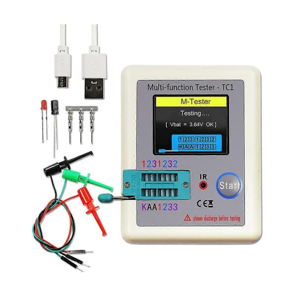 LCR-TC1 TC1 Multifunksjonell TFT Bakgrunnsbelyst Transistortester for Diode Triode Kondensator Resi.pa